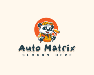 Cute Painter Panda logo design