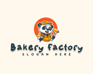 Cute Painter Panda logo design