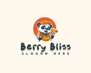 Cute Painter Panda logo design