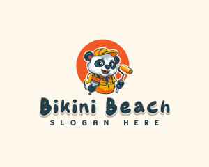 Cute Painter Panda logo design