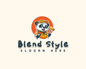 Cute Painter Panda logo design