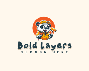 Cute Painter Panda logo design