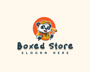 Cute Painter Panda logo design