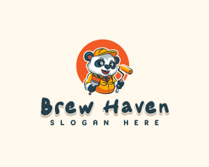 Cute Painter Panda logo design