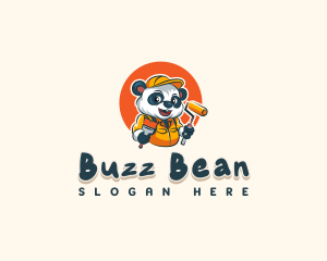 Cute Painter Panda logo design