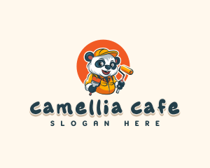 Cute Painter Panda logo design