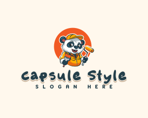 Cute Painter Panda logo design