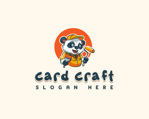 Cute Painter Panda logo design