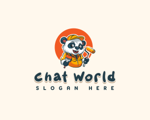 Cute Painter Panda logo design