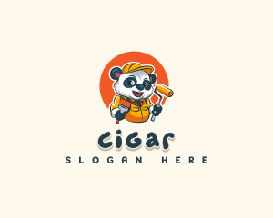 Cute Painter Panda logo design