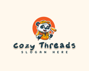 Cute Painter Panda logo design