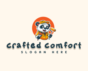 Cute Painter Panda logo design