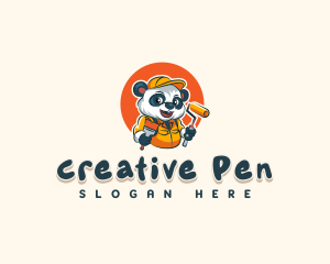 Cute Painter Panda logo design