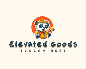 Cute Painter Panda logo design