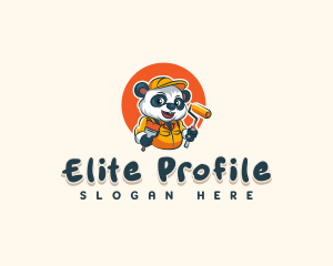 Cute Painter Panda logo design