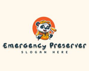 Cute Painter Panda logo design