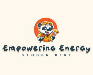 Cute Painter Panda logo design