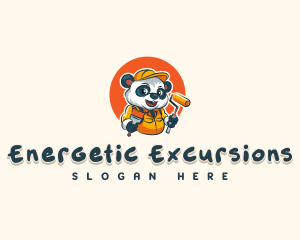 Cute Painter Panda logo design