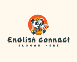 Cute Painter Panda logo design