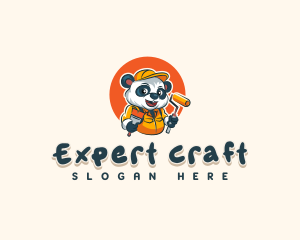 Cute Painter Panda logo design