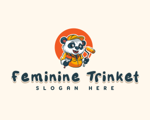 Cute Painter Panda logo design