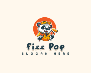 Cute Painter Panda logo design