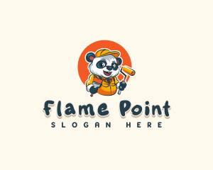 Cute Painter Panda logo design