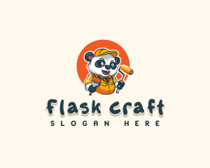 Cute Painter Panda logo design