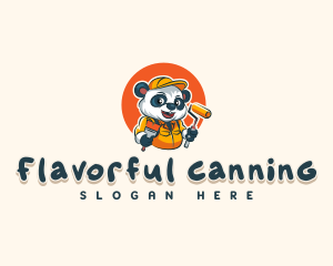 Cute Painter Panda logo design