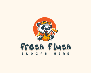 Cute Painter Panda logo design