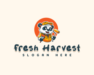 Cute Painter Panda logo design