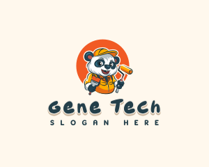 Cute Painter Panda logo design