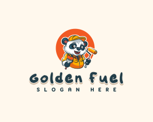 Cute Painter Panda logo design