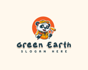 Cute Painter Panda logo design