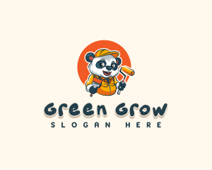 Cute Painter Panda logo design