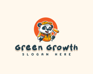 Cute Painter Panda logo design