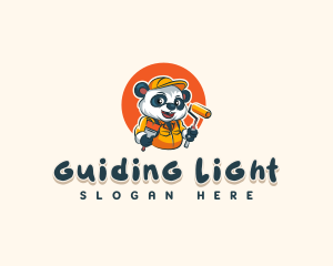 Cute Painter Panda logo design