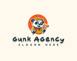 Cute Painter Panda logo design