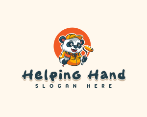 Cute Painter Panda logo design