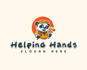 Cute Painter Panda logo design