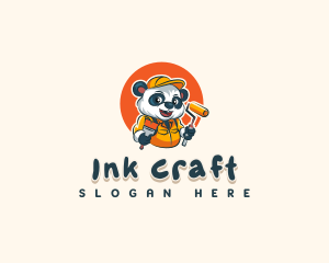 Cute Painter Panda logo design