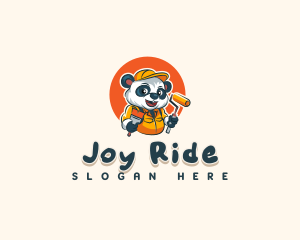 Cute Painter Panda logo design