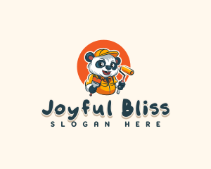 Cute Painter Panda logo design