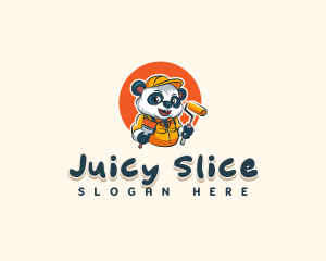 Cute Painter Panda logo design