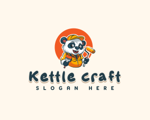 Cute Painter Panda logo design