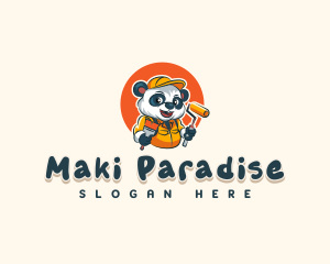 Cute Painter Panda logo design