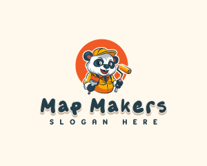 Cute Painter Panda logo design