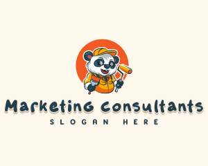 Cute Painter Panda logo design