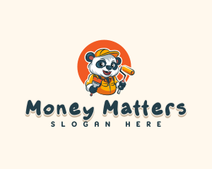 Cute Painter Panda logo design