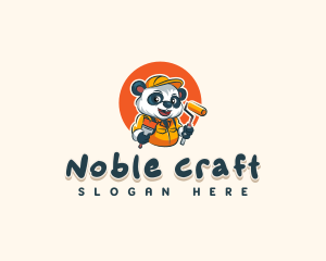 Cute Painter Panda logo design